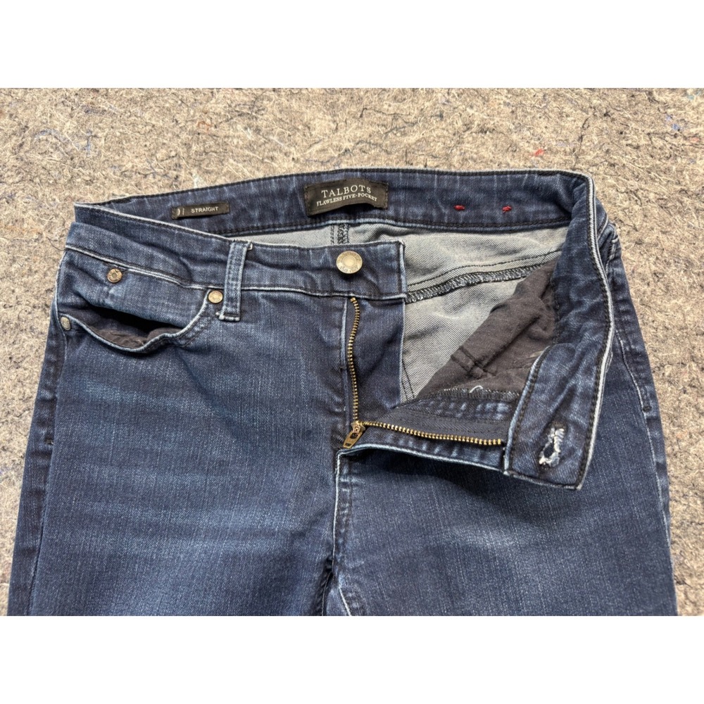 Talbots Flawless Five-Pocket Straight Leg Jeans Dark Wash Blue Denim Size 0 - Picture 7 of 12